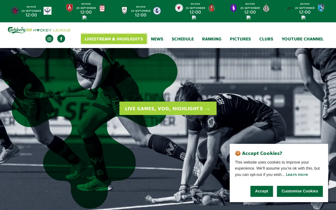 Screenshot van de competitiesite