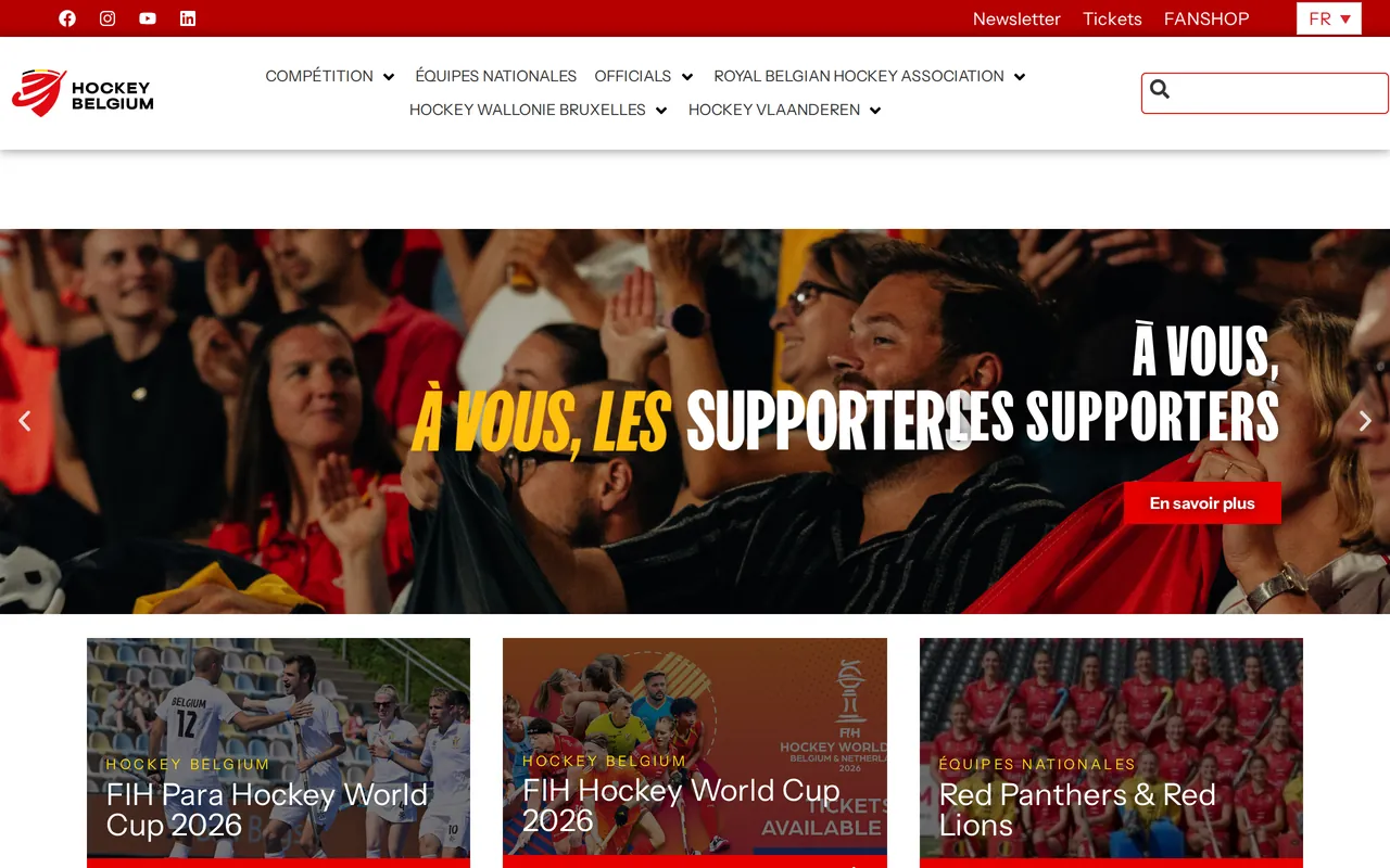 Screenshot van de bondssite