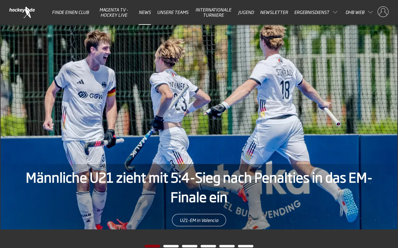 Screenshot van de bondssite