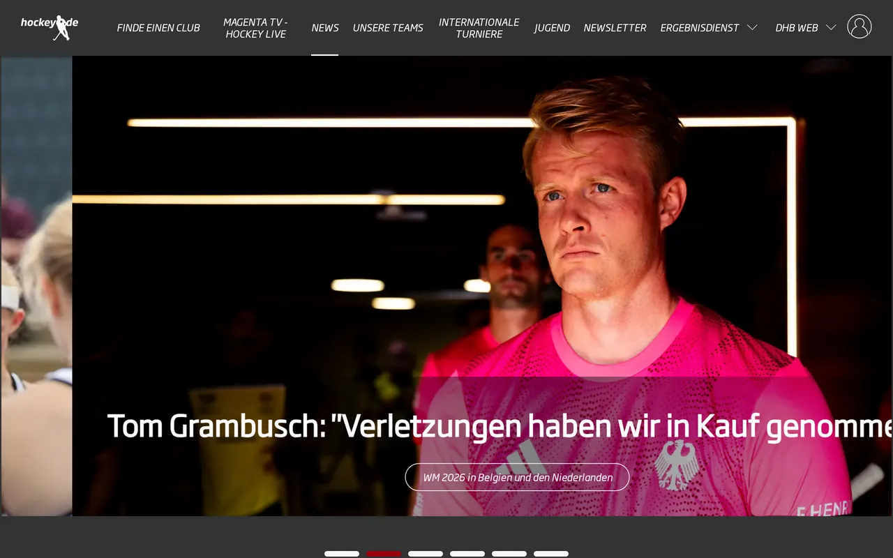 Screenshot van de bondssite