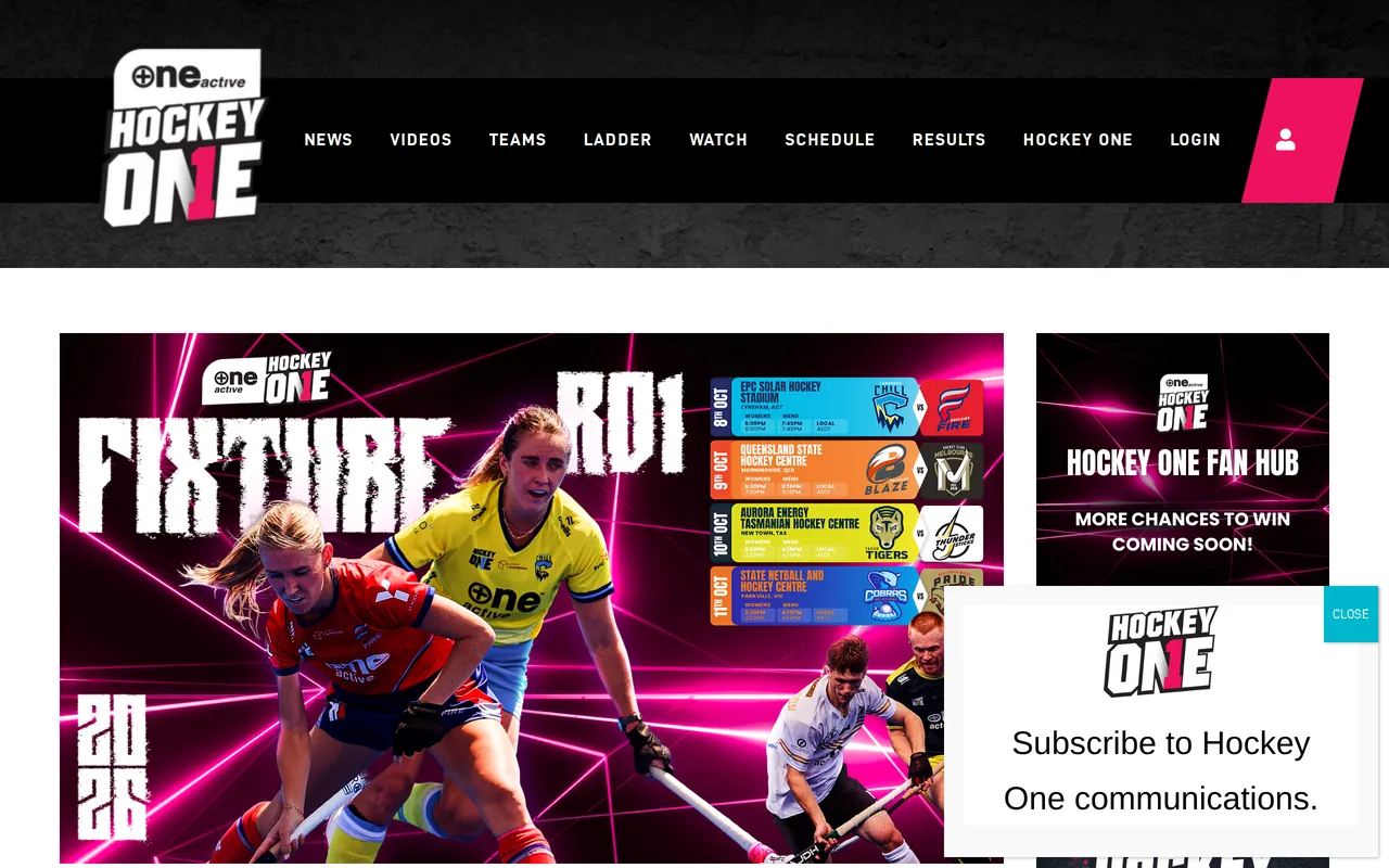 Screenshot van de competitiesite