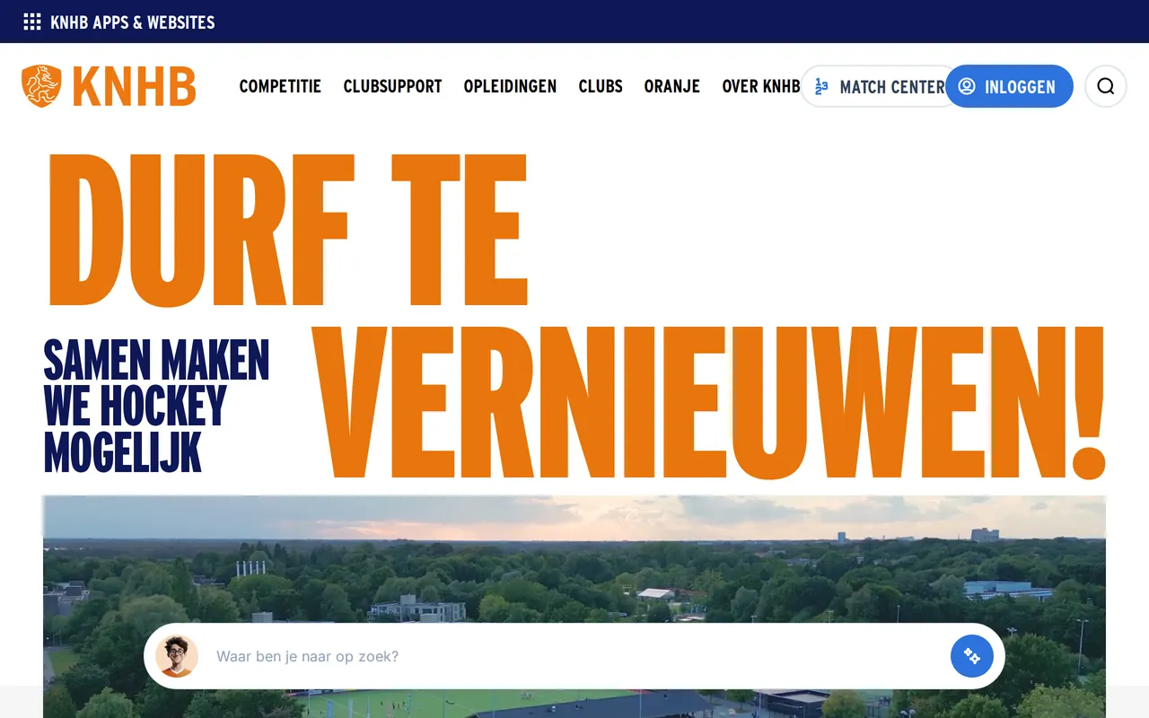 Screenshot van de bondssite
