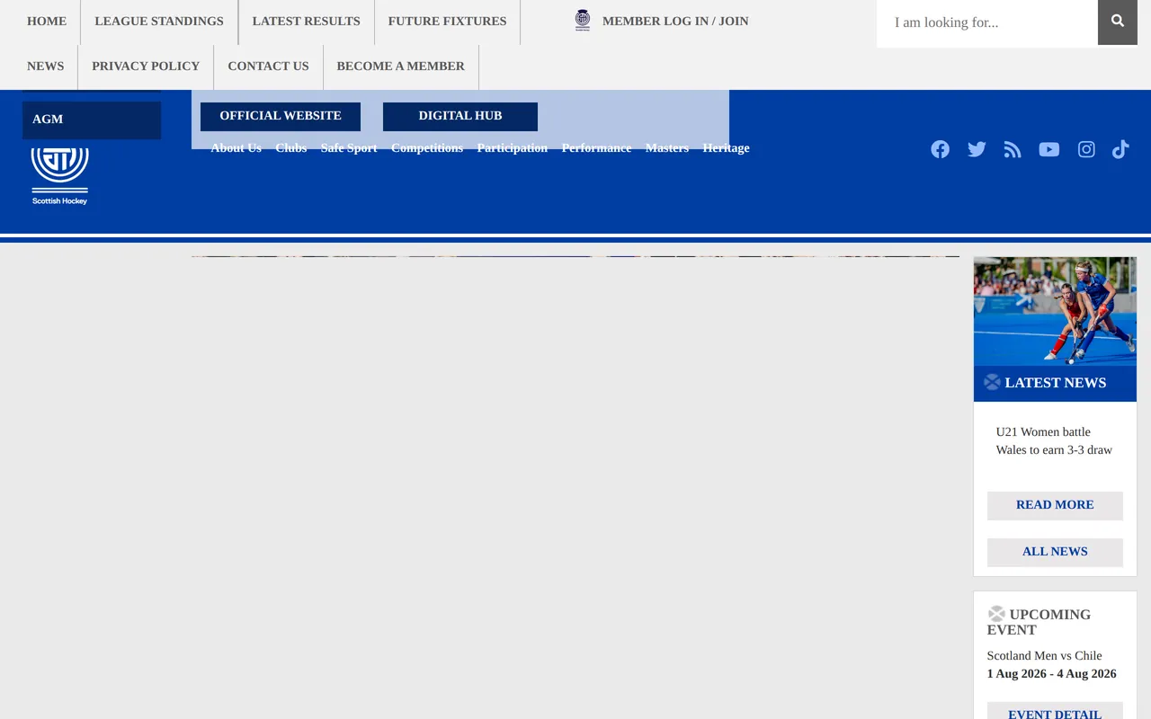 Screenshot van de bondssite
