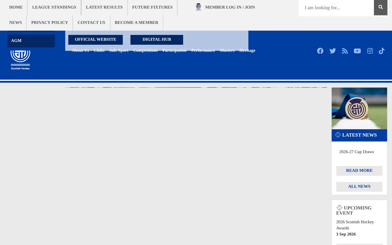 Screenshot van de bondssite